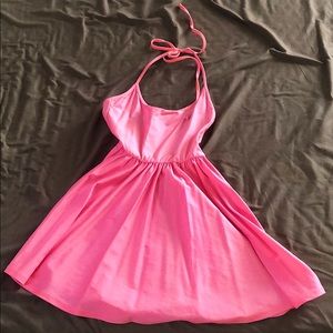 nylon halter skater dress